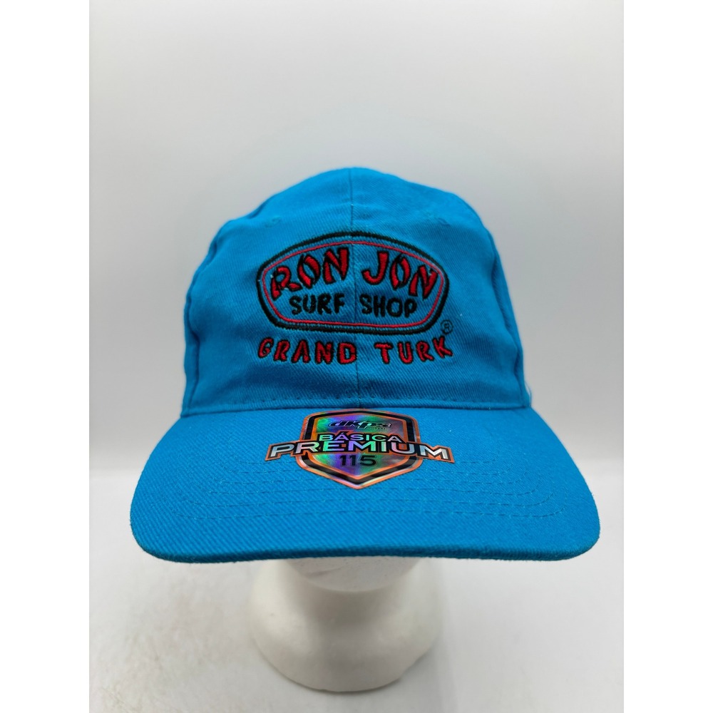 Ron Jon Surf Shop Grand Turk Turquoise Blue Embroidered Strapback Hat NWOT